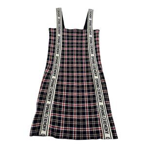 Opening Ceremony Elastic Logo Mini Dress in Navy Multi Print